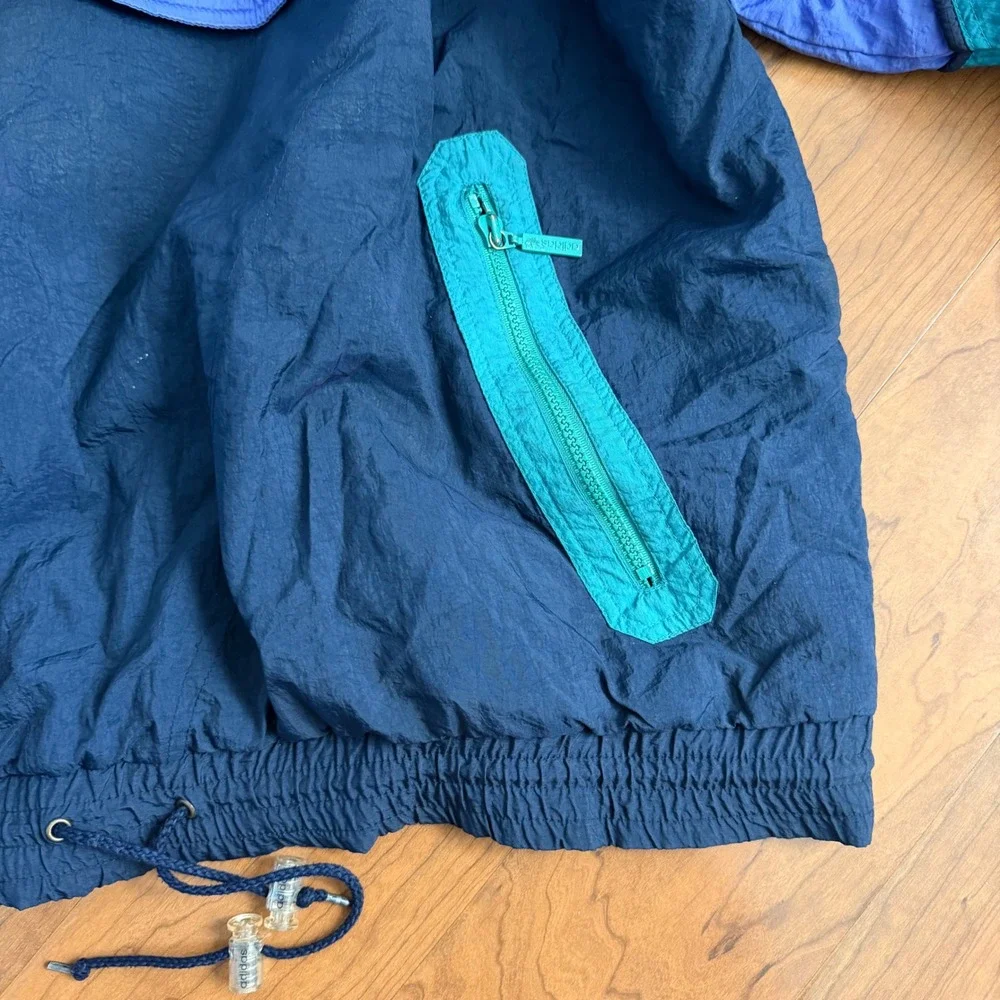 Vintage Adidas Half Zip Windbreaker XL Teal Purple 80s 90s Trefoil Jacket Y2K